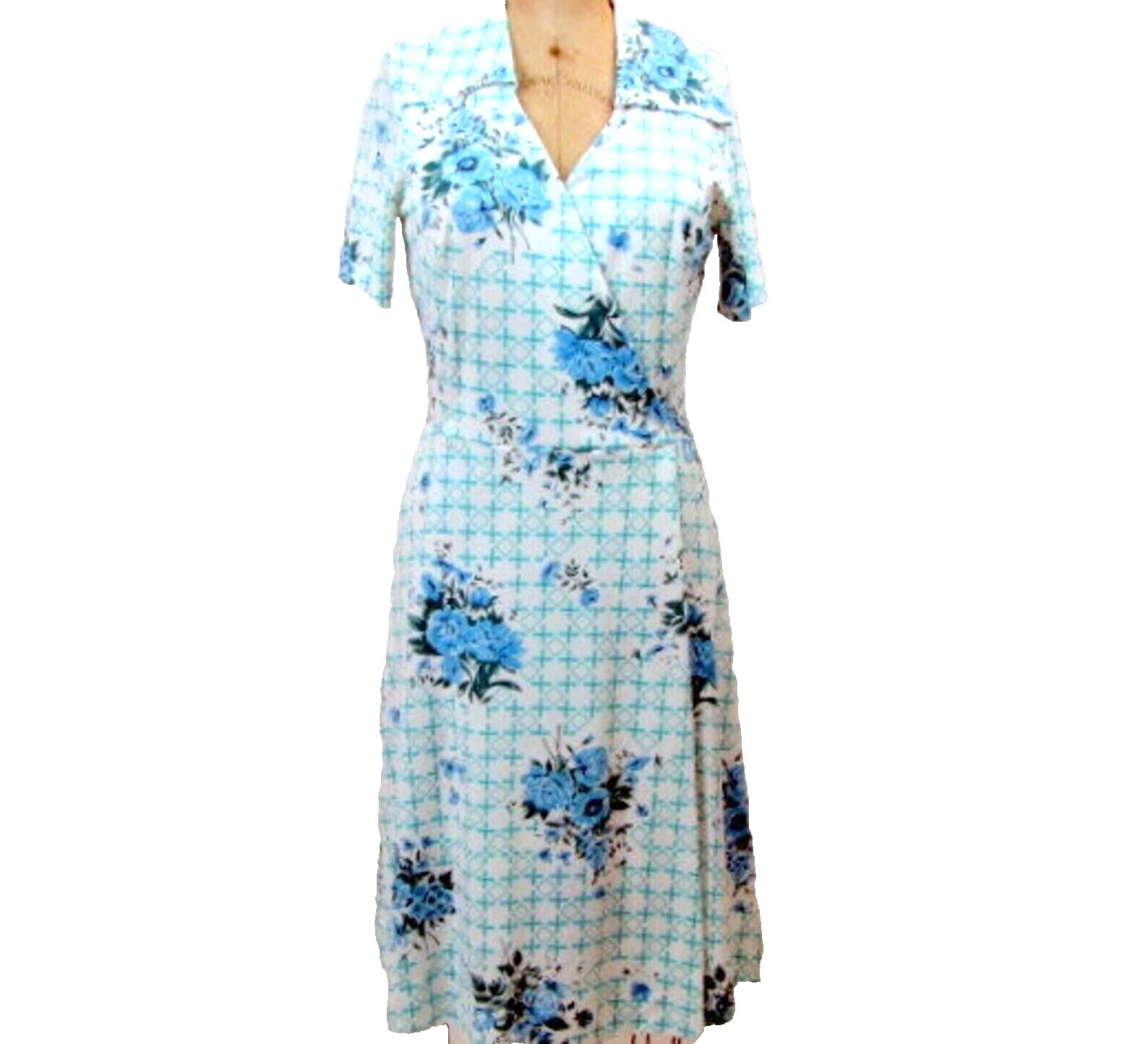 Handmade Knee Length Floral Wrap Dresses