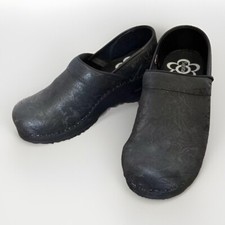 Sanita Original Danish Clogs Shoes Womens Size EU 38 Black Paisley Slip-on