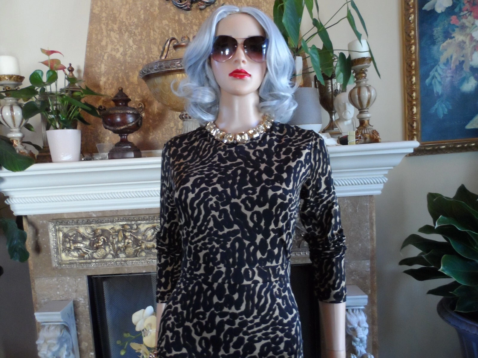 Abito in guaina Tory Burch 100% seta beige stampa mutli taglia M