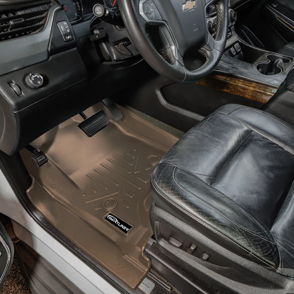 SMARTLINER Custom Fit Floor Mats Liner Tan 2015-2020 Chevrolet Tahoe GMC Yukon Foto 2 de 4