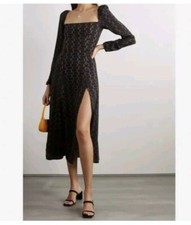 NWT Reformation Sigmund Dress Linguini Black Brown Midi Size 2 US (6 AUS)