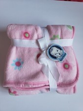 Gerber Pink Baby Blanket Flowers Floral Plush Lovey Security Blankie New 30 40