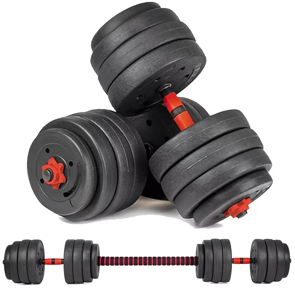 30KG Adjustable Dumbbell & Barbell Set with Push Up Bar Rod Home Gym Fitness Kit