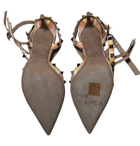 Valentino Garavani NIB Rockstud Native Stripe Ankle Strap Kitten Heels Pumps 39 - Picture 5 of 7