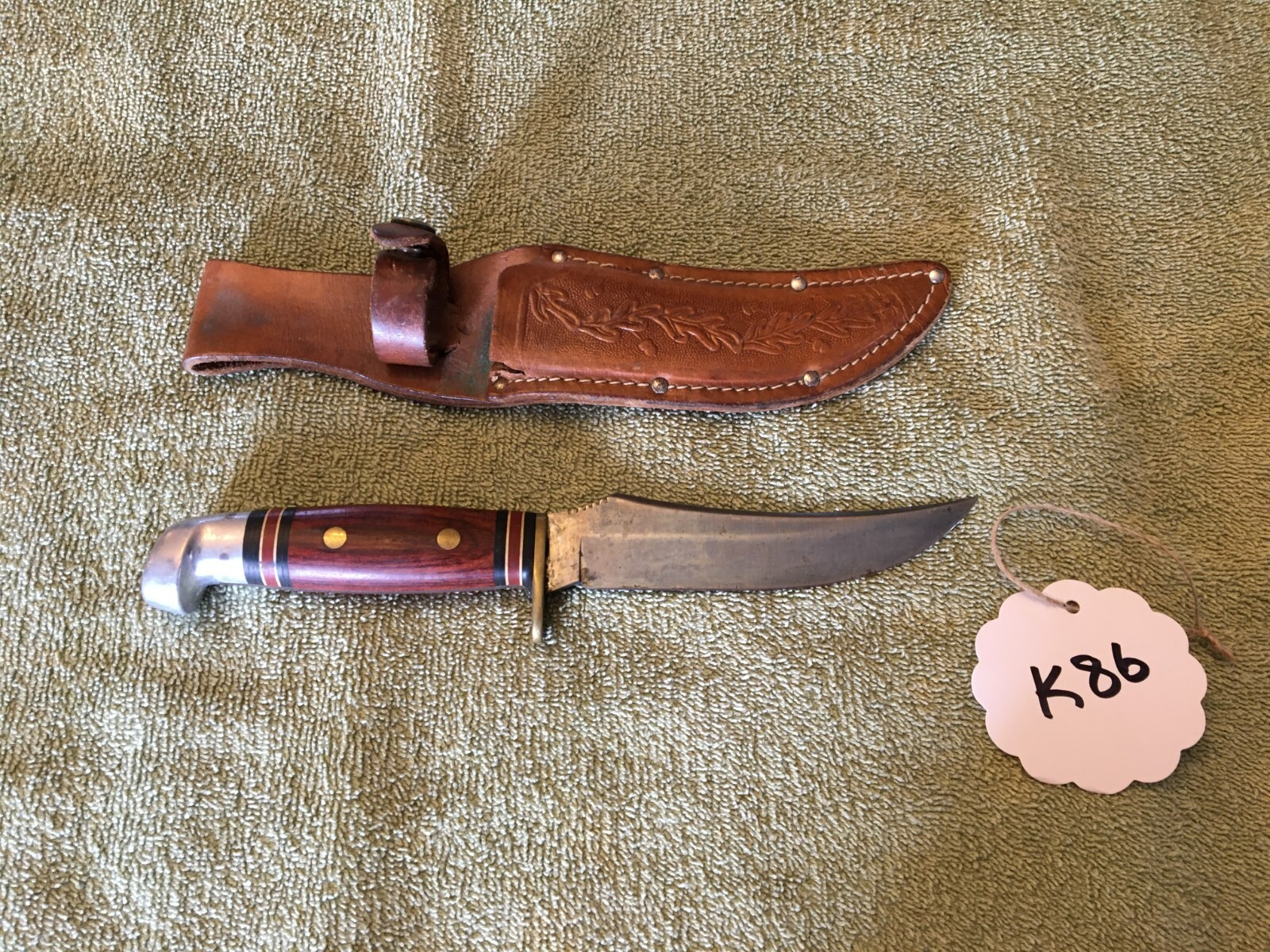 Western Knife, W39 I, rosewood handle, brown leather sheath eBay