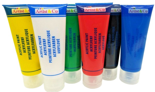 Acrylfarben Set 6 Tuben 75Ml KüNstlerfarbe Malen Blau GrüN Gelb Rot 28,22€/L-image