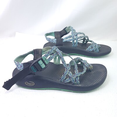 Chaco Z2 Size 8 Sandals Strappy Blue Water Hiking Toe Loop Flats Adjustable Shoe