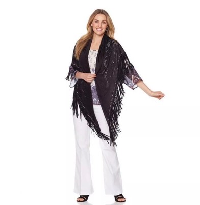 Curations Caravan Suede Fringe Shawl, One Size Assortment