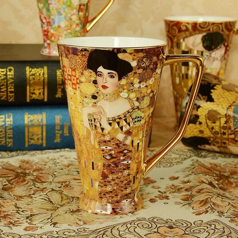 Klimt Kiss Arte Pintura Hueso China Taza de Café Leche Té Porcelana Vajilla Regalo Foto 2 de 4