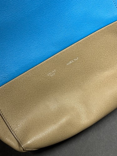 Authentic CELINE PARIS Cabas vertical two-tone tote bag leather designer blue - Picture 7 of 22