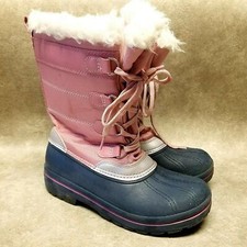 Wonder Nation Girls  Size 5 Pink Faux Fur Trim Winter Snow Boots
