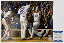 Miguel Montero Signed Chicago Cubs 2016 WS 11x14 Photo 2 Insc BAS 415
