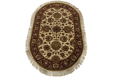 Agra Rug 3 2  x 5 1  Ivory Wool Traditional Hand-Knotted Oriental Carpet