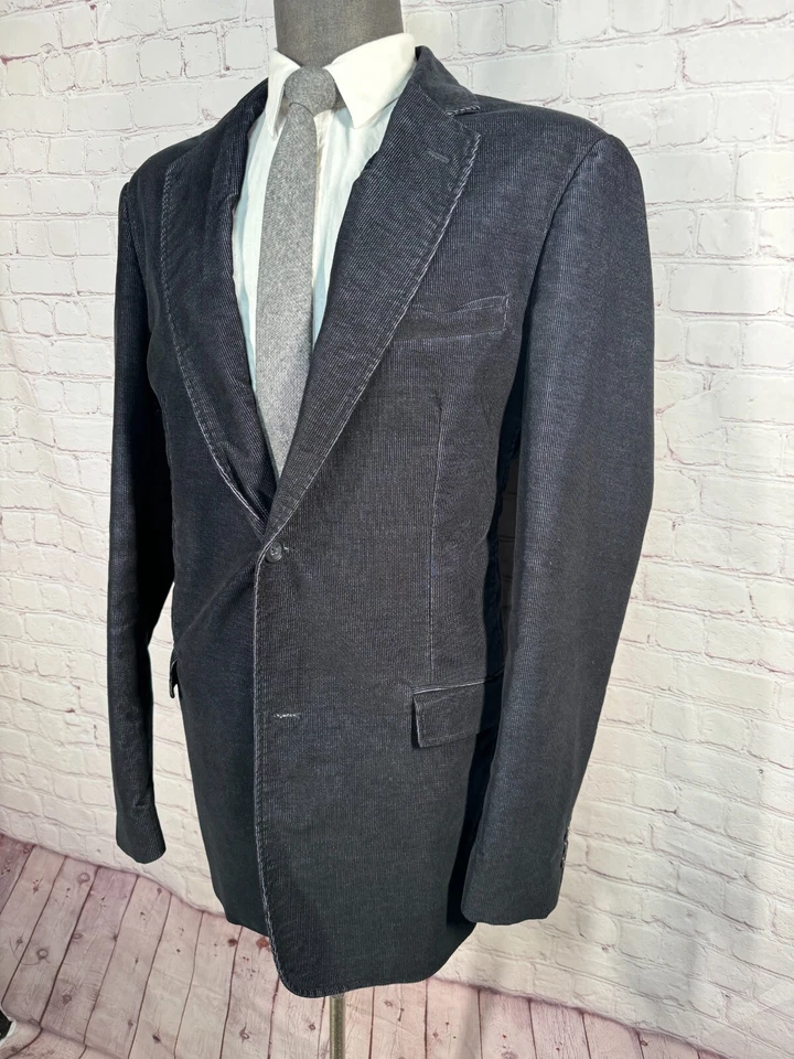 PRONTO UOMO Hombres Azul Marino Oscuro ALGODÓN PANA Abrigo Deportivo Blazer Chaqueta 44L Foto 2 de 4