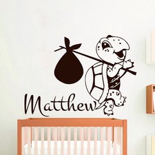 Name Wall Decals Boy Decal Vinyl Stickers Baby Nursery Decal Turtle Decor MN704