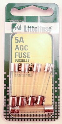 LITTELFUSE AGC5BP 5A AGC Glass Fuse, (Pack of 5)