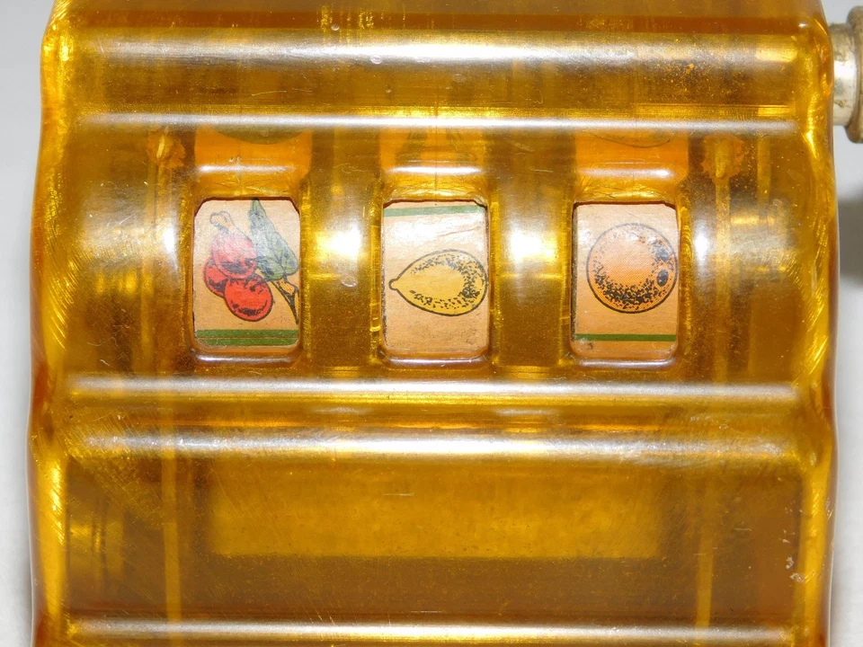 VINTAGE TRADE STIMULATOR 3 1/4" HIGH ZENO TOY SLOT MACHINE  - Image 3 of 4