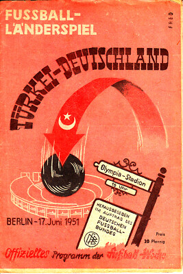 17.06.51 Länderspiel Deutschland - Türkei in Berlin DFB Offizelles Programm