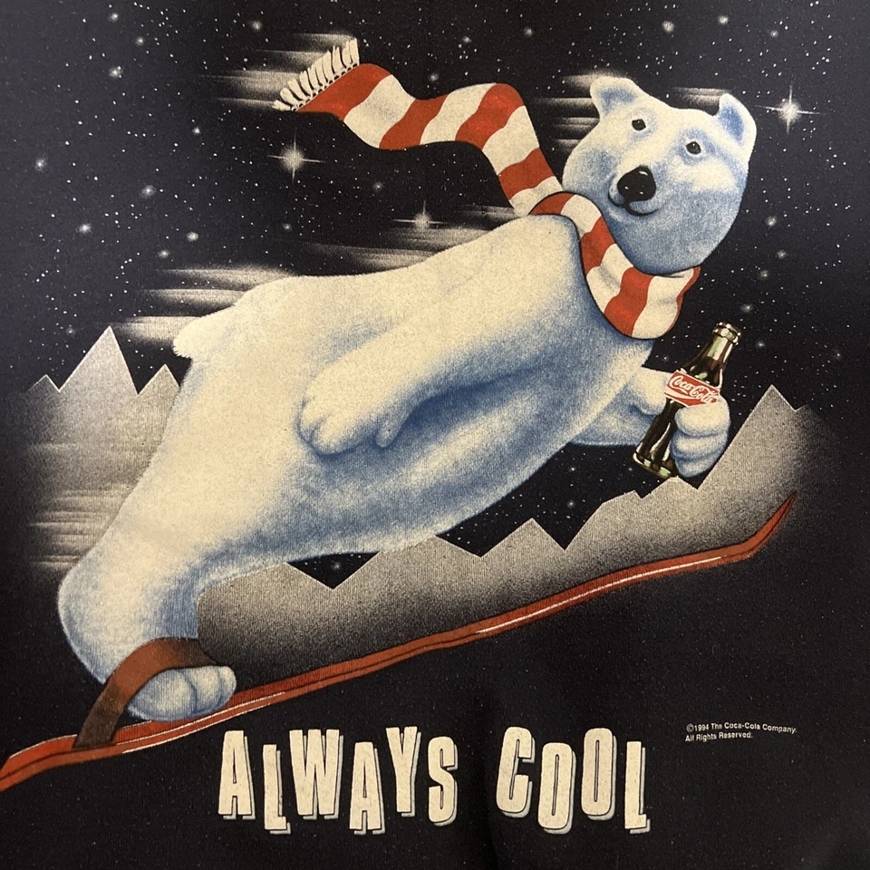 Moletom Vintage Anos 90 Coca Cola Polar Bear Crewneck Always Cool Masculino X-Grande - Imagem 3 de 4