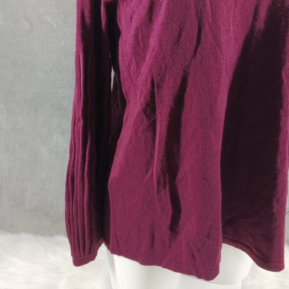NUEVO CON ETIQUETAS Estilo&Co Otoño Acogedor Suéter Pequeño XL Borgoña Pullover Cuello en V Manga Acanalada Foto 4 de 4