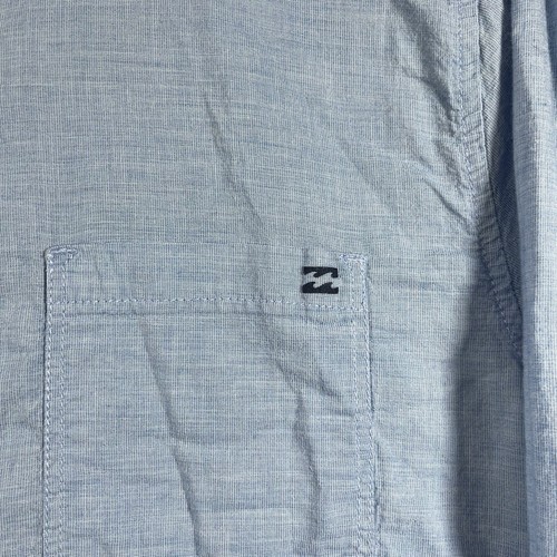 Billabong Button Up Shirt Mens Large Blue Long Sleeve Jaquard Pocket Vintage 90s - Picture 2 of 12