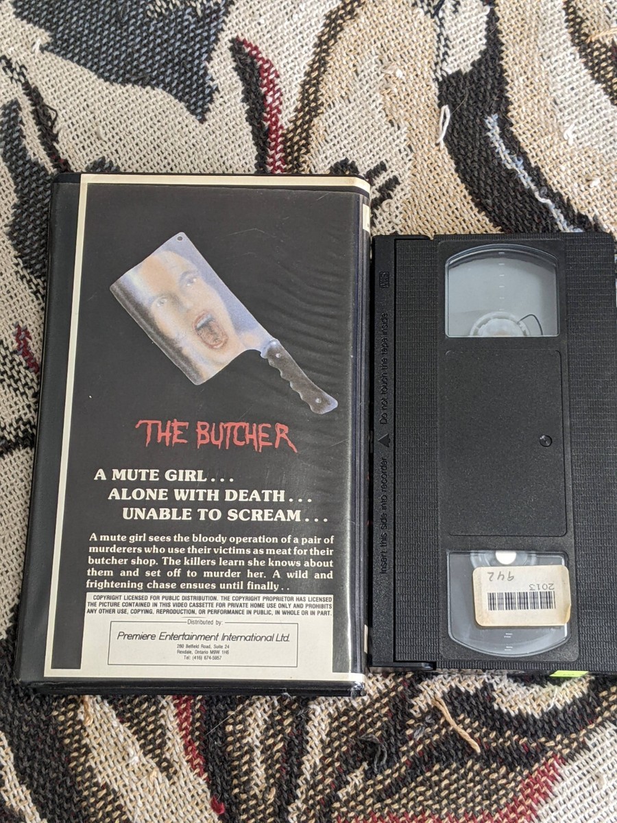 THE BUTCHER VHS PREMIERE ENTERTAINMENT CLAMSHELL HORROR SLASHER