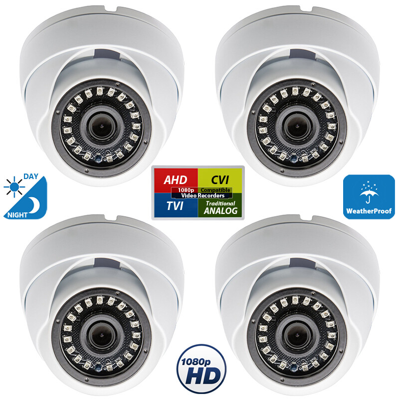 Evertech 4x HD 1080P OutdoorCCTV Security Dome Camera for Office Home Business