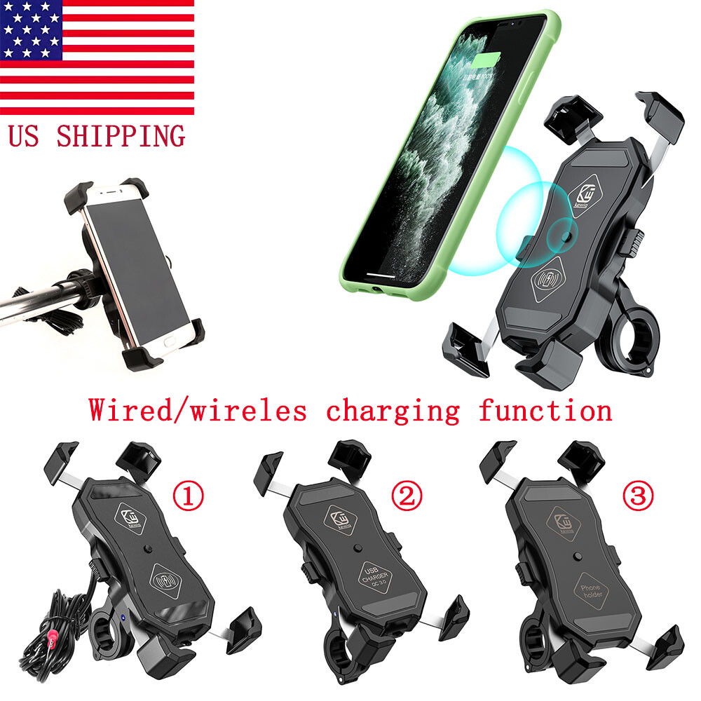 3-in-1 Motorcycle Phone Holder Handlebar Mount Fast Charging