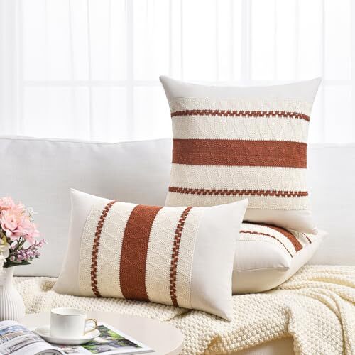 Set of 2 Boho Long Lumbar Decorative Throw Pillow 24" x 12" (Pack of 2) Rust - Picture 6 of 7