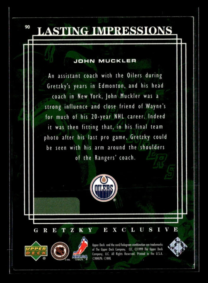 1999-00 Upper Deck #90 John Muckler Gretzky Exclusive - Image 2 of 2