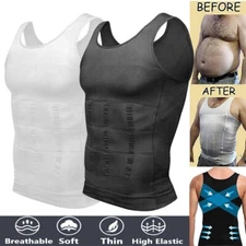 Mens Body Shaper Belly Chest Compression Shirt Slimming Tank Top Abs Girdle Vest