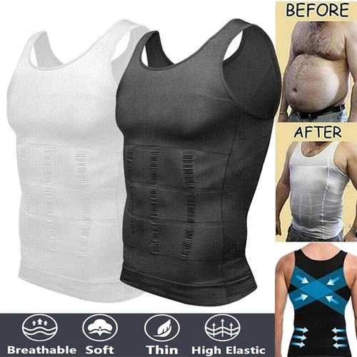 Mens Body Shaper Belly Chest Compression Shirt Slimming Tank Top Abs Girdle Vest