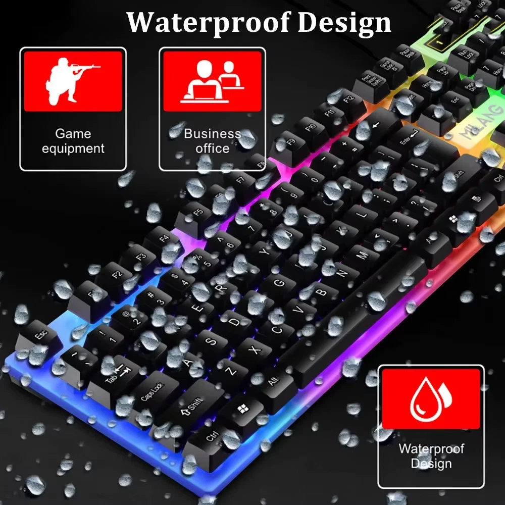 104-Key Wired Mechanical Gaming Keyboard with Floating Buttons and Rainbow Backlight for Enhanced Precision and Style