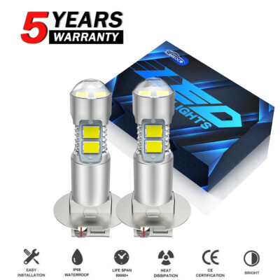 H3 LED Fog Light Bulbs Conversion Kit Super Bright Canbus Super White High Power