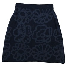 Marimekko Skirt Womens SMALL Blue Uniqlo Wool Jacquard Floral Knit Mini S