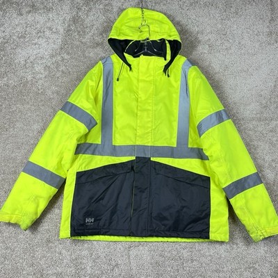 Helly Hansen Alta Hi Vis Jacket Mens XL Neon Yellow Insulated Winter Work Coat