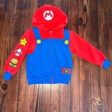 Nintendo Super Mario Bros Kids XS Zip Up Hoodie Red Blue Mad Engine Sweater Boys