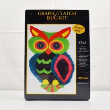 Graph N' Latch Hook Rug Kit Owl Shaped 18.5  X 27  MCG Textiles Yarn Crafts, NEW