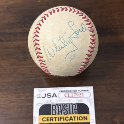 WHITEY FORD Signed NYCOM Baseball NEW YORK NY YANKEES HOF AUTO JSA Authentic