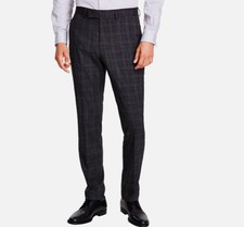 Kenneth Cole Mens Charcoal Plaid Slim Suit Pants 33 X 33 NEW COKK2FBZ0016