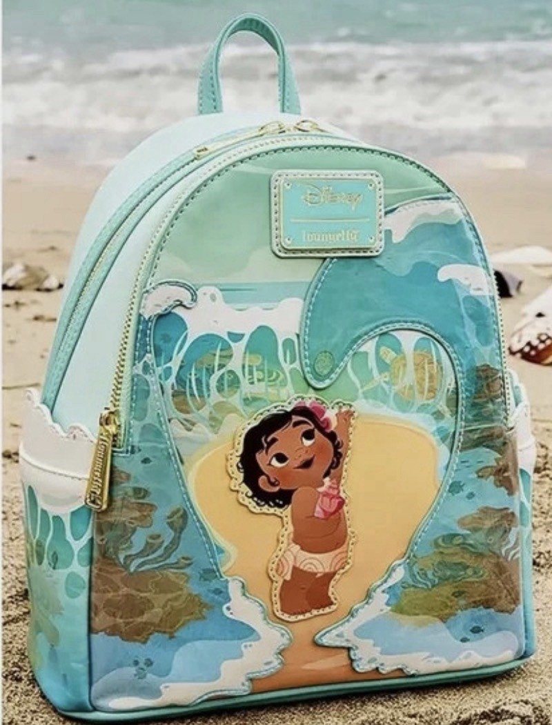 Mochila Loungefly Disney Baby Moana Ocean Waves - Difícil de encontrar Nueva con etiquetas
