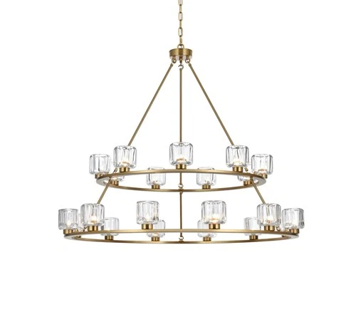 Elegant Lighting Cadence 48" Two-Tier Chandelier in Satin Gold - Picture 3 of 8