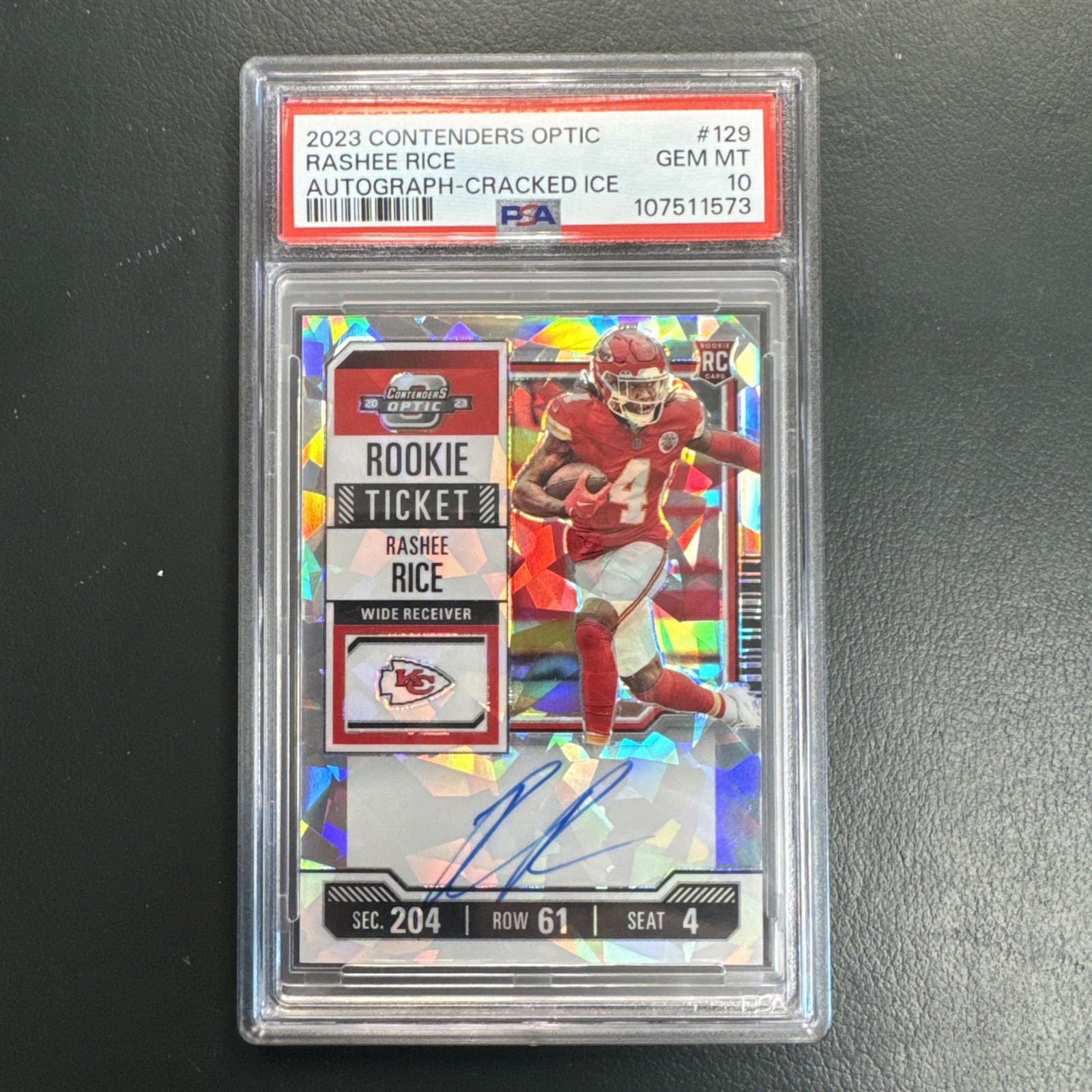 Rashee Rice 2023 Contenders Optic Cracked Ice RC Auto 12/22  PSA 10 🔥🔥 INVEST