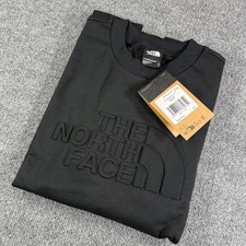 The North Face Women Medium Black Crew Neck Sweatshirt Embossed Logo New With