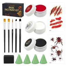 Water-Based Face  Body Paint Kit - Black, White, Red Colors for Art  Events