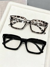2pcs Black And White Tofu Pudding Geometric Full Frame Women Eyeglasses