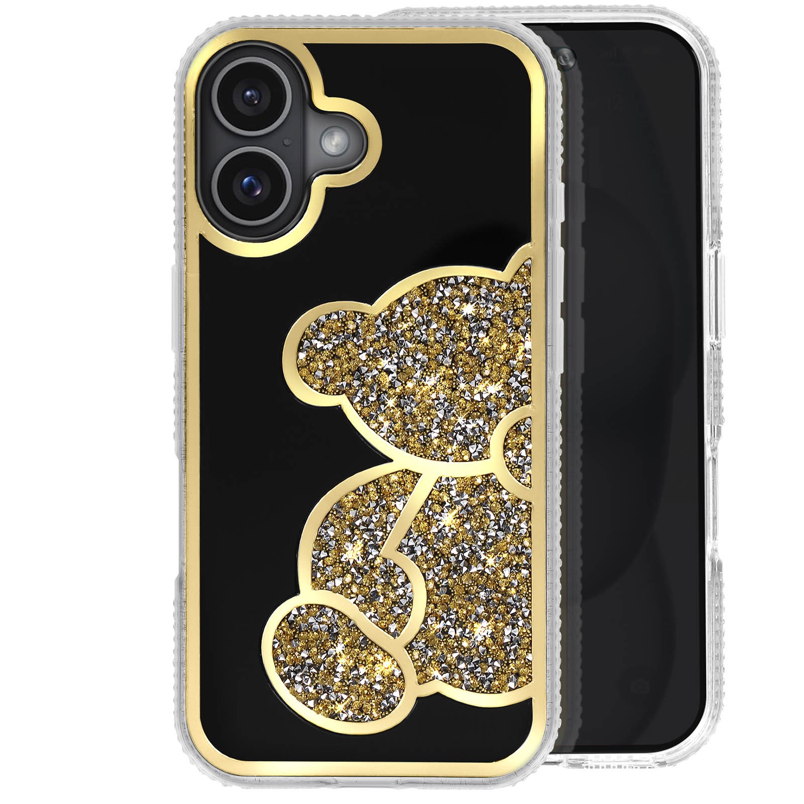 Coque iPhone 16 Paillette Avizar Style Ourson Idéale en Soirée