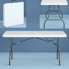 Portable 6-Ft Table Centerfold Heavy duty Indoor Outdoor Picnic Folding Table US