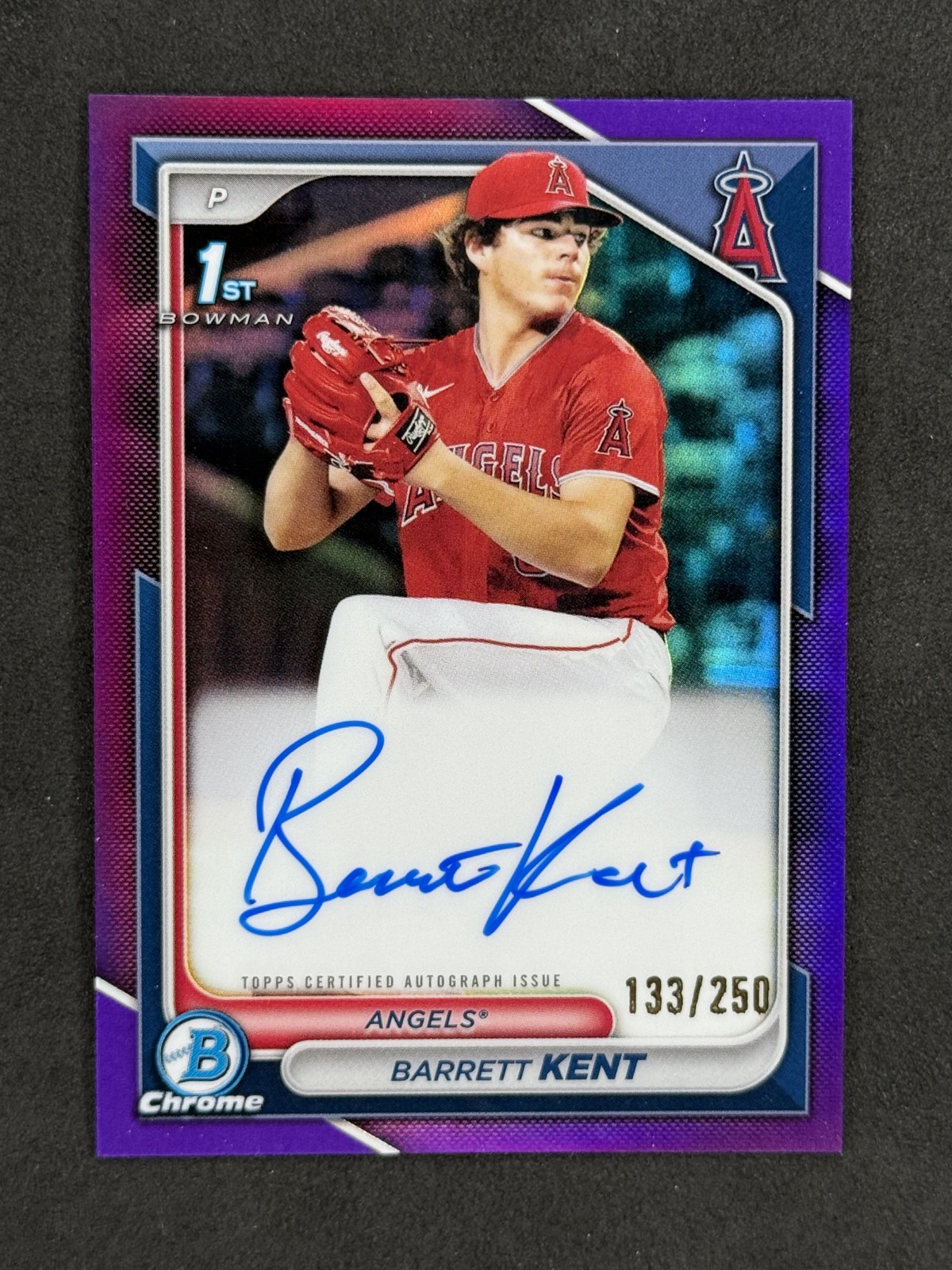 BARRETT KENT 2024 1st Bowman Chrome Auto #CPA-BK Purple /250 Los Angeles Angels