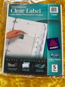 free shipping-NEW Avery 11449 Translucent Clear Label - Lot of 5 - 25 tabs total